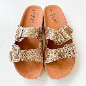 SuperJack Gold Chunky Glitter Slides 19029